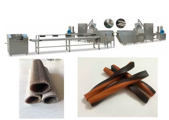 Skręcona karma do żucia dla psów 250 kg / h Maszyna do przysmaków dla zwierząt