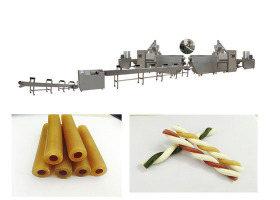 Bekon Podwójny kolor Twisted Sticks Dog Food Extruder Dental Treats Single Screw